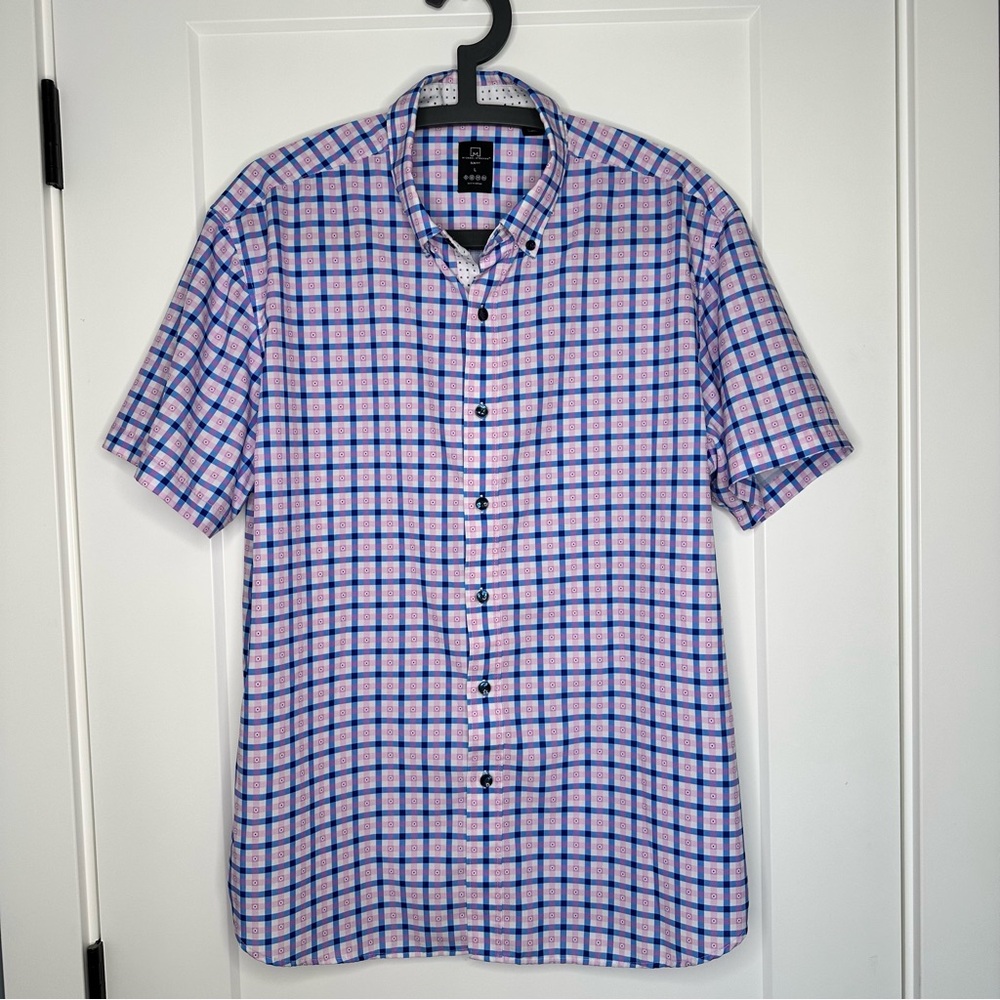 Casual Pink and Blue Plaid Shirt